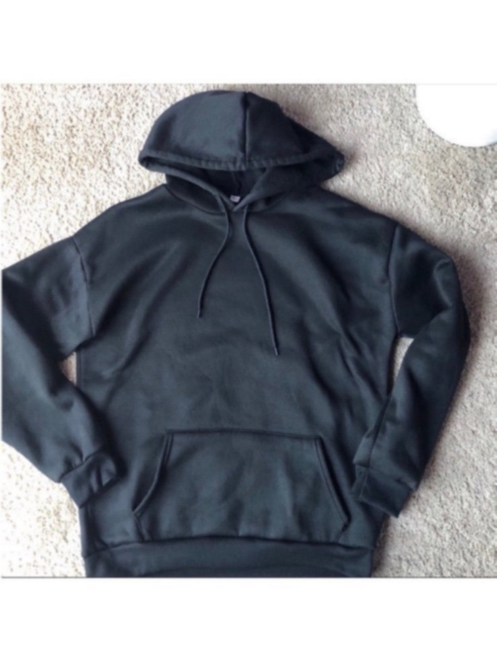 Solid Black Drawstring Hoodie